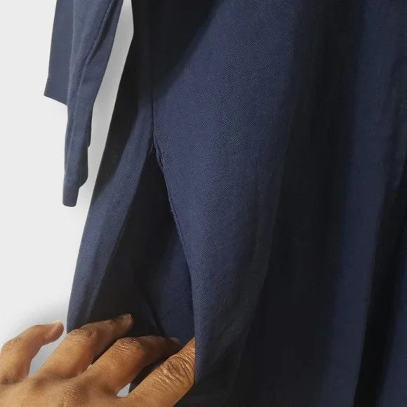 Terzo Millennio Navy Blue Linen Cotton Tunic Dress Made in Italy Medium Pockets - Picture 3 of 10